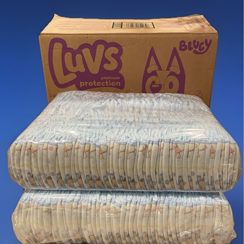 177 count LUVS Size 1 Platinum Protection Disposable Diapers (8-14 lb) Bluey